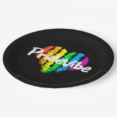 PrideVibeハート:はっきりしたブラック紙プレート ペーパープレート (アングル)