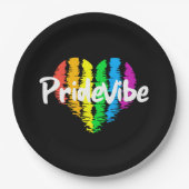 PrideVibeハート:はっきりしたブラック紙プレート ペーパープレート (正面)