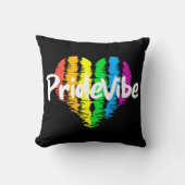 PrideVibeロゴ レインボーハート クッション (正面)
