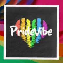 PrideVibe ハート: ボールドブラック ペーパーナプキン