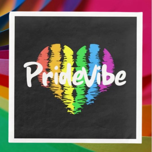 PrideVibe ハート: ボールドブラック ペーパーナプキン
