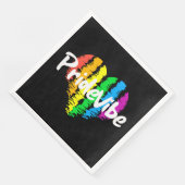 PrideVibe ハート: ボールドブラック ペーパーナプキン (コーナー)