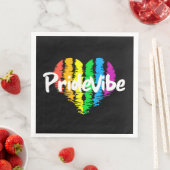 PrideVibe ハート: ボールドブラック ペーパーナプキン (インサイチュ)