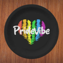 PrideVibe ハート: ボールド ブラック ペーパープレート