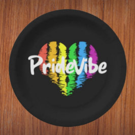 PrideVibe ハート: ボールド ブラック ペーパープレート