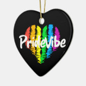 PrideVibe Rainbowハート:タイムレスプライド セラミックオーナメント (左)