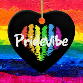 PrideVibe Rainbowハート：タイムレスプライド セラミックオーナメント