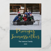 Priecgus Ziemassvkus、ラトビアのメリークリスマス 箔シーズンカード (正面)