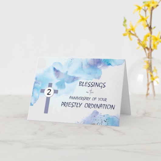 Priest 2nd Second Ordination Anniversary Blessings カード (黄色い花)