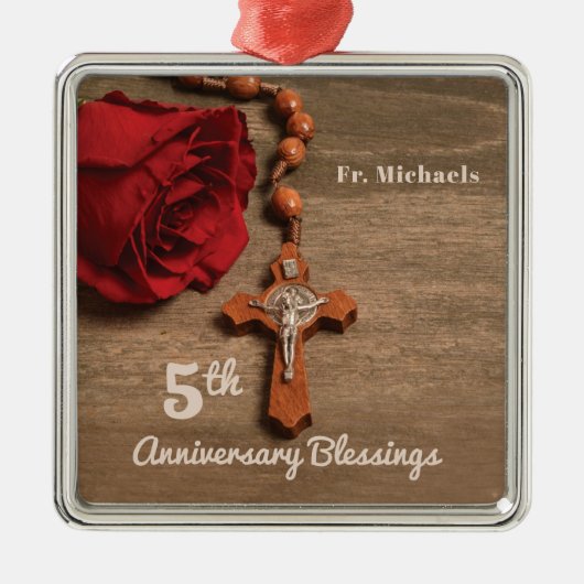 Priest 5th Ordination Anniversary Red Rose メタルオーナメント (正面)