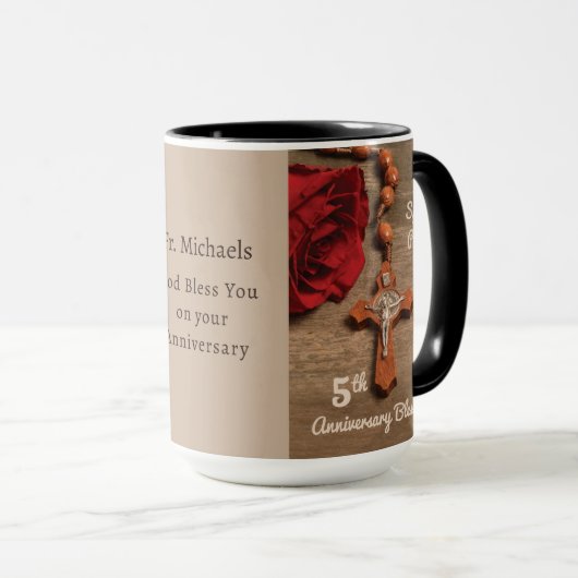 Priest 5th Ordination Anniversary Red Rose and Ros マグカップ (正面右)