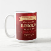 Priest Christmas Blessings Red, Gold Stars コーヒーマグカップ (左)