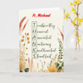 Priest Clergy Appreciation Day Custom Name Thanks  カード (黄色い花)