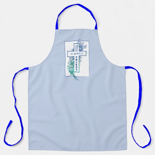 Priest Cross Flowers Personalized エプロン (正面)