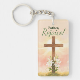 Priest Easter Rejoice Cross and Lilies Religious キーホルダー