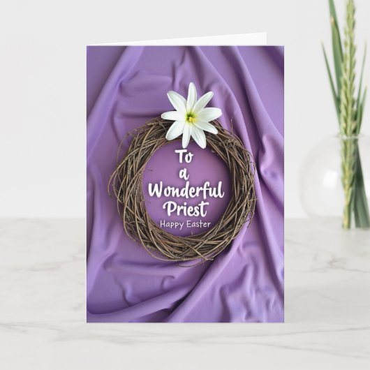 Priest Happy Easter Wreath Card カード (正面)