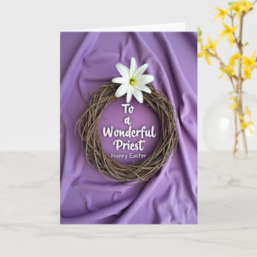 Priest Happy Easter Wreath Card カード (黄色い花)