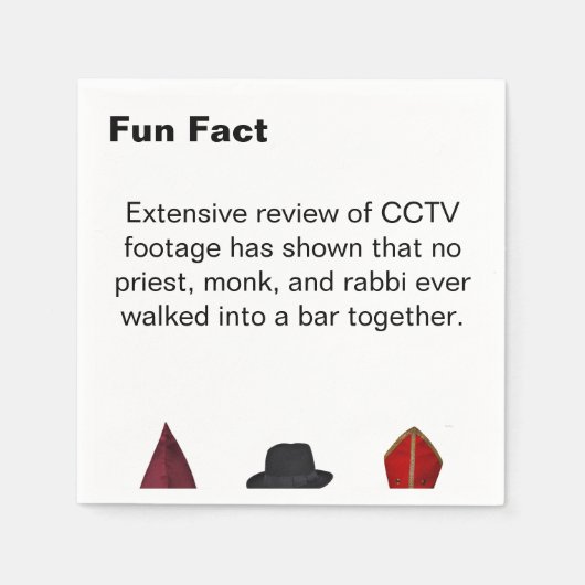 Priest Monk Rabbi Hats Fun Fact Cocktail スタンダードカクテルナプキン (正面)