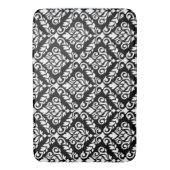 Primaのダマスク織の黒の大きいPtnの白 バスマット (正面縦)