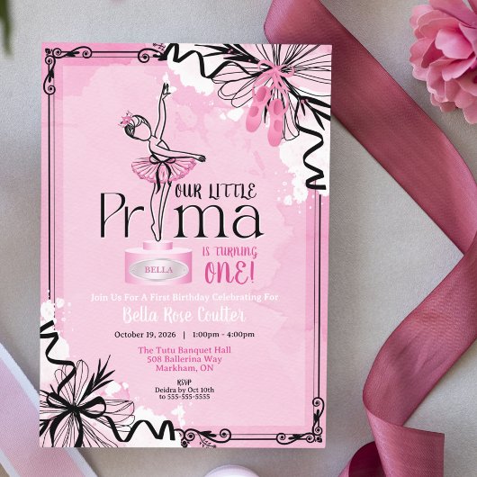 Prima Ballerina Birthday Party Invitation 招待状