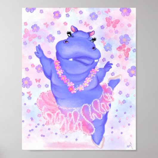 Prima Ballerina Hippo Poster 絵画's - Your Text ポスター (正面)