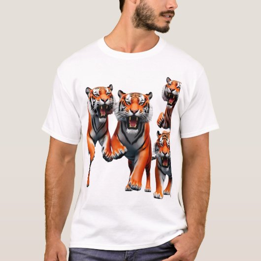 Primal Leap: Three Energy Tigers Tシャツ (正面)