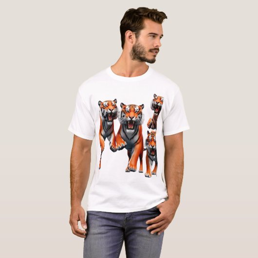 Primal Leap: Three Energy Tigers Tシャツ (正面フル)