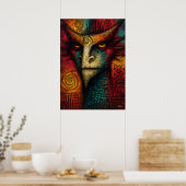 Primal Spirit Mask Abstract – Expressionist tribal ポスター (キッチン)