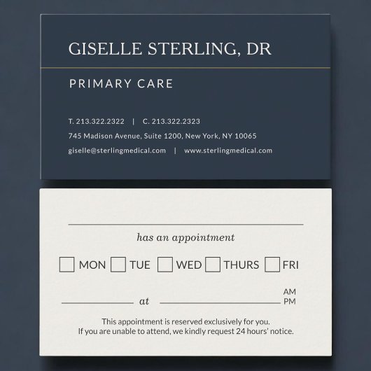 Primary Care Doctor Office Appointment Reminder 予約カード