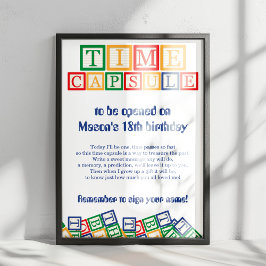 Primary Colors Blocks Time Capsule 1st Birthday ポスター