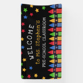 Primary Colors Crayons Welcome先生教室 横断幕 (縦)
