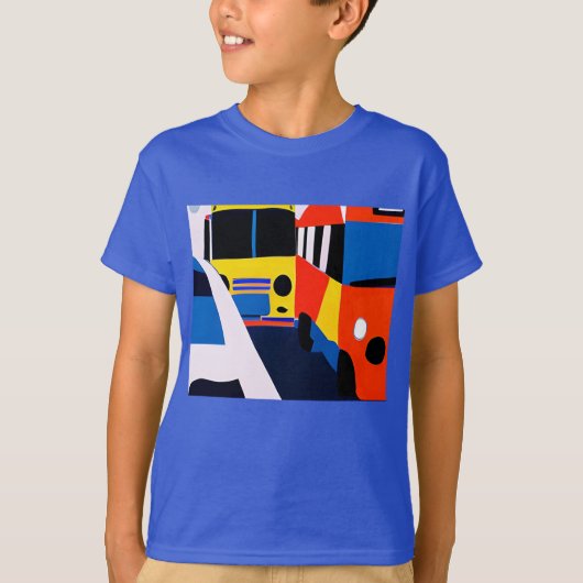 Primary Colors Kid'sのバスと車 Tシャツ (正面)
