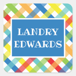 Primary Criss Crossステッパーソナライズされたカー スクエアシール