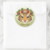 Primary: Cute Mother Tiger and Cub Sticker - Maa b ラウンドシール (バッグ)