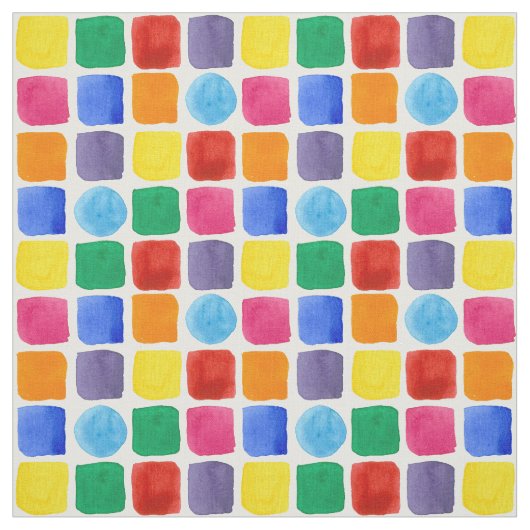 Primary Rainbow Colors Kids幾何学模様 ファブリック (見本)