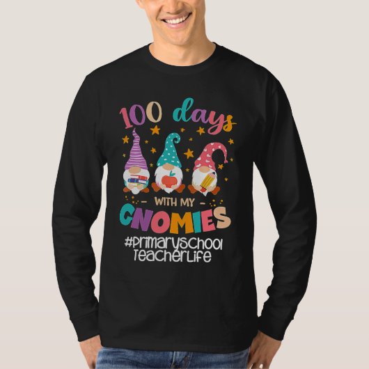 Primary School Teacher 100 Days With My Gnomies St Tシャツ (正面)