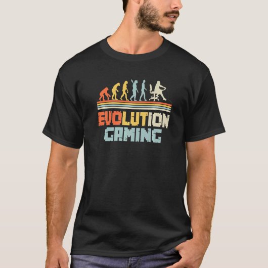 Primatからゲーミングビデオゲームプレーヤーの進化 Tシャツ (正面)