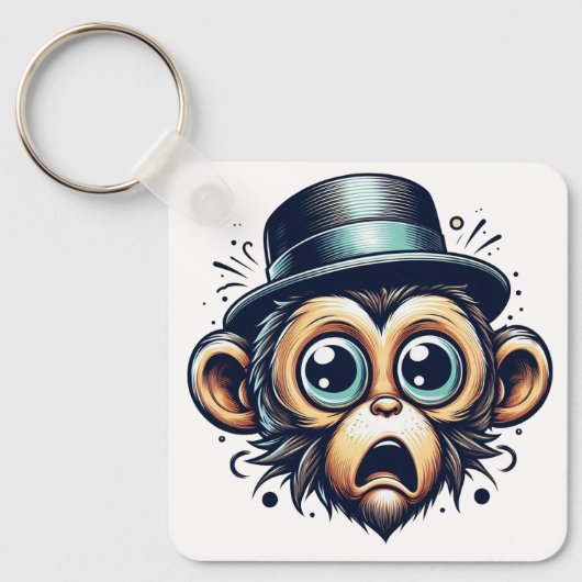 "Primate Panic Monkey" Aluminum Keychain キーホルダー (正面)
