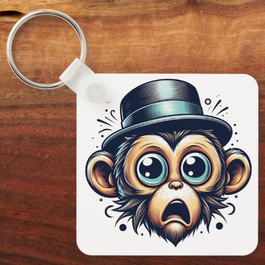 "Primate Panic Monkey" Aluminum Keychain キーホルダー (正面)