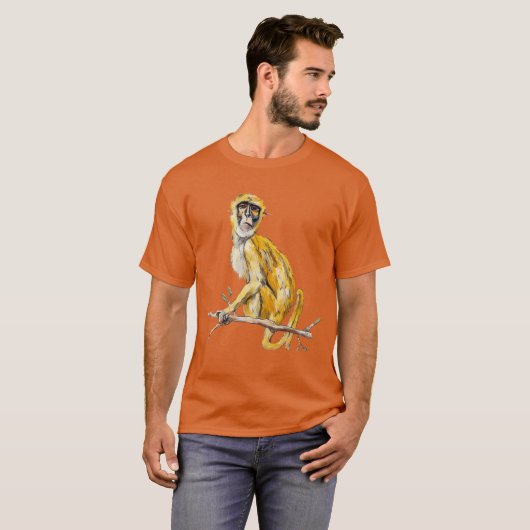 Primate Proclivity Monkey Shirt Men's Orange  Tシャツ (正面フル)
