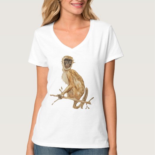 Primate Proclivity Monkey Women's Shirt V-neck  Tシャツ (正面)
