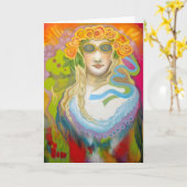 "Primaveraのベビー!" 空白のな挨拶状 カード (黄色い花)