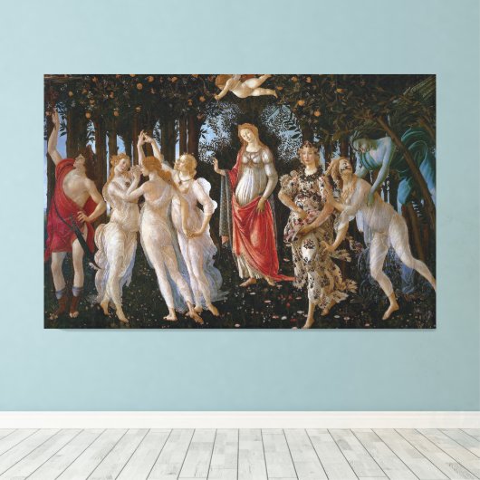 Primavera by Sandro Botticelli (c 1470-80) キャンバスプリント (インサイチュ (ウッドフロア))