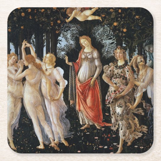 Primavera, Sandro Botticelli, 1482 スクエアペーパーコースター (正面)