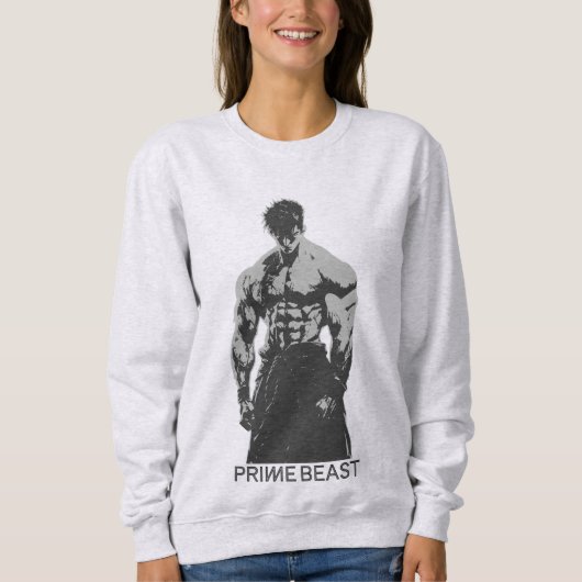 Prime Beast Gym Shirt Anime Bodybuilder Aesthetic スウェットシャツ (正面)