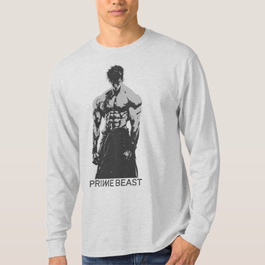 Prime Beast Gym Shirt Anime Bodybuilder Aesthetic Tシャツ (正面)
