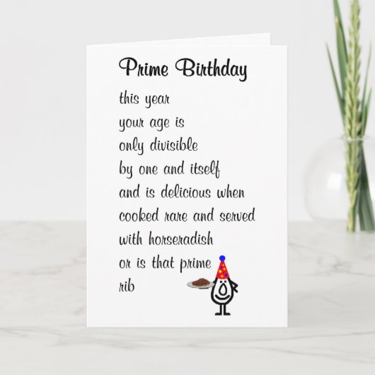 Prime Birthday A Funny Happy Birthday Poem カード (正面)