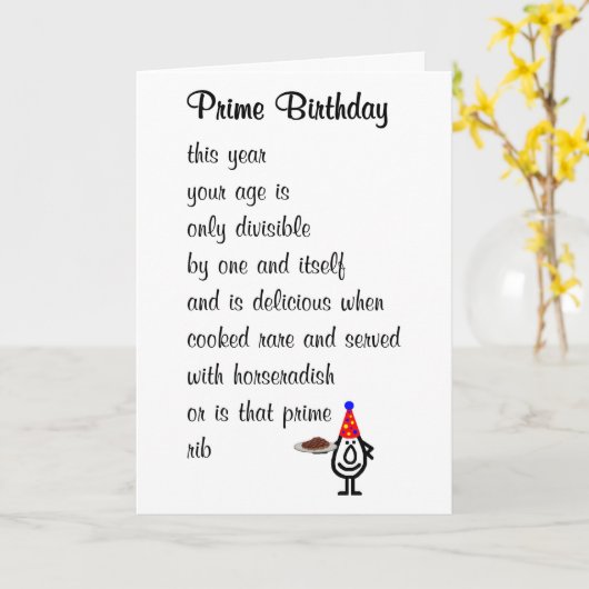 Prime Birthday A Funny Happy Birthday Poem カード (黄色い花)