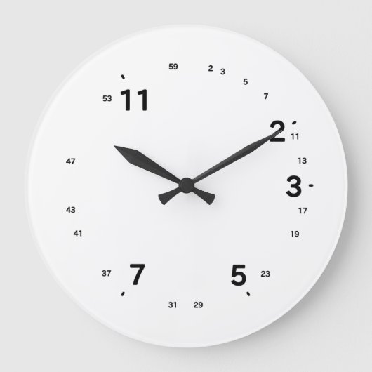 Prime Number Clock for Math Fans ラージ壁時計 (正面)