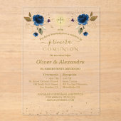  Primera Comunión Boys Twin First Holy Communion アクリル招待状 (正面)